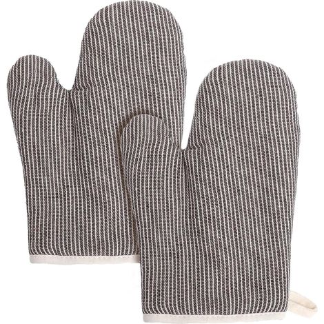 1 Paire Gants de Cuisine, Lavable Gant Cuisine Four, Gant Cuisines Anti Chaleur, Gants de Cuisines Épais en Coton, avec Anneau de Suspension, pour Cuisiner, Barbecue, Cuisson, Brun (1/5)