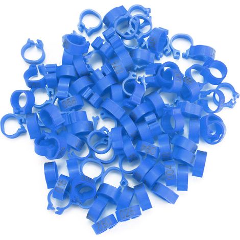 Lot de 100 anneaux plastique bleus 8mm pour pigeons – numérotés, marquage pratique (1/5)