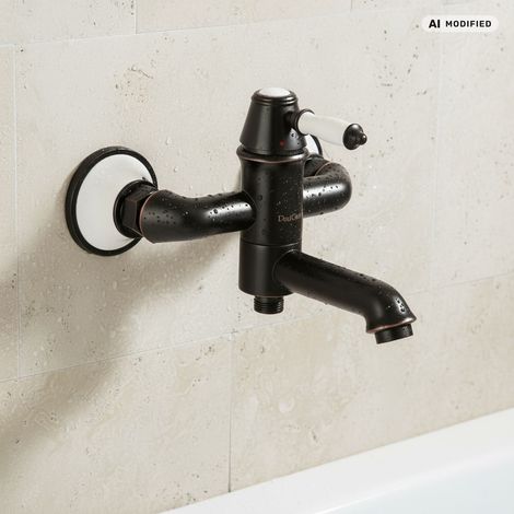 PaulGurkes Robinet de baignoire rétro noir avec céramique blanche (1/5)