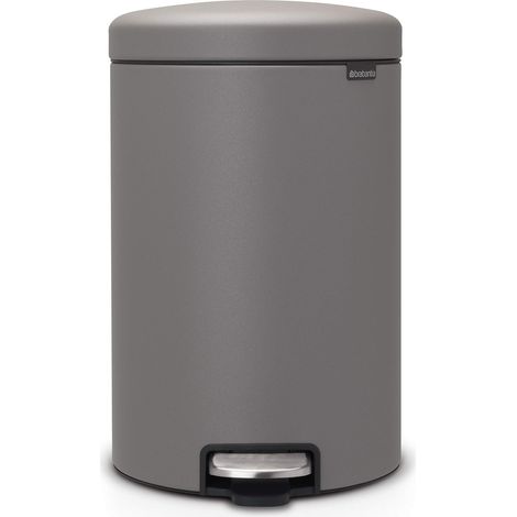 Brabantia NewIcon Cubo de Basura de Pedal, Acero Inoxidable, Color Concrete Gris, 20 litros, Mineral Gris hormigón