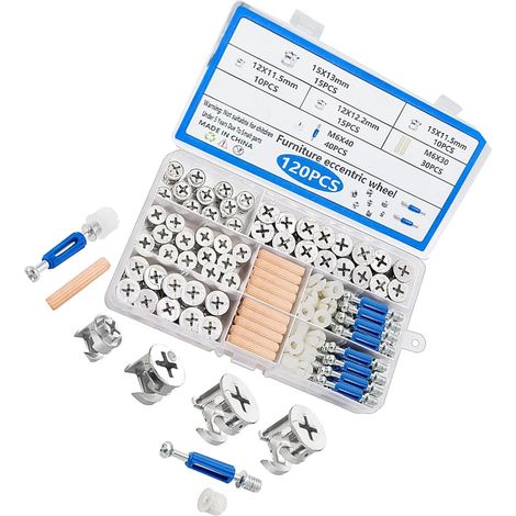 Kit de fixation pour meubles : 120 pièces, verrous à came connecteurs (1/5)