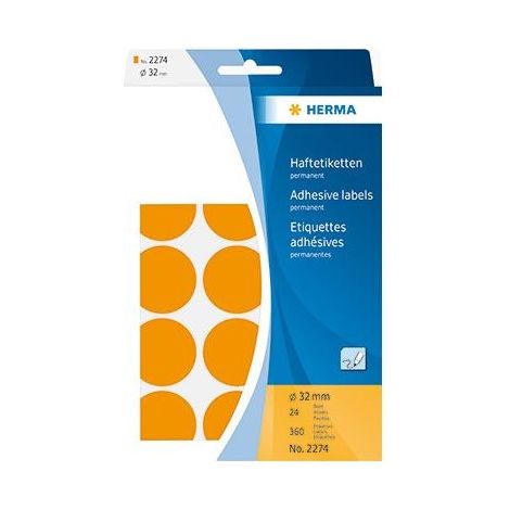 HERMA Vielzwecketiketten leuchtorange 32 mm Papier 360 St. (2274) (1/4)