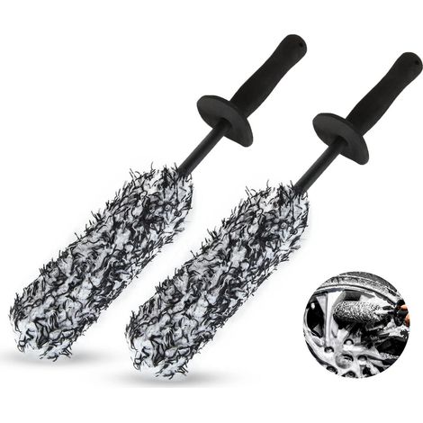 2 Brosse Jante Voiture Microfibre, Kit Nettoyage Roues Anti-Rayures, Brosse de Lavage Auto Douce, Accessoire Détailant pour Jantes et Pneus (1/5)