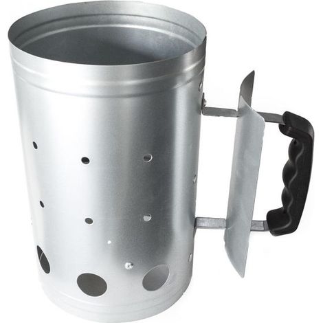 MBM – Barbecue charbon avec allume-cheminée en métal – Poignée de sécurité – Allume rapidement le charbon de bois – Dimensions 27 x 16 x 27 cm