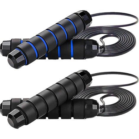 Corde à sauter, lot de 2, câble anti-nœuds à vitesse rapide avec roulements à billes, pour le fitness (1/5)