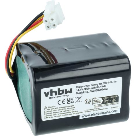 vhbw batteria compatibile con Vorwerk folletto VR200 aspirapolvere (6000mAh, 14,4V, Li-Ion)
