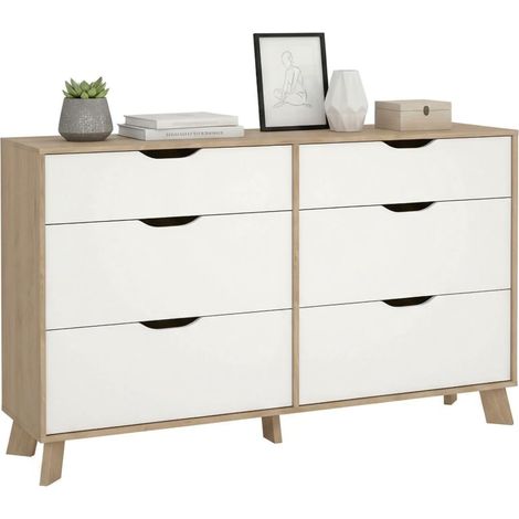 Dmora - Kommode Chito, Wohnzimmerbuffet, Wohnzimmer-Sideboard, Moderne Küchen-Speisekammer, 156x40 h92 cm, Eiche und Weiß