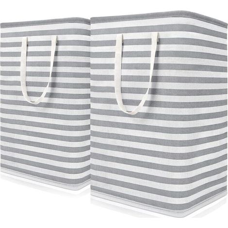 ALLIANDIS75L [Lot de 2] Paniers à Linge, Panier à Linge Autoportant avec Longues Poignées Renforcées, Grand Organisateur de Panier à Linge Imperméable, Paniers à Linge Pliables légers pour Le Linge, V (1/4)