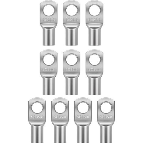 Lot de 10 bornes de Connexion en cuivre étamé SC35-8 - Bornes de câble de Batterie - Bornes de Connexion pour Trous de boulons (1/5)
