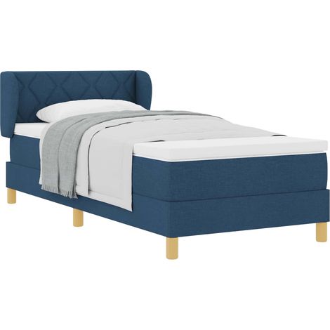 Maison Exclusive - Lit à ressorts avec tête de lit Bleu 90 x 190 cm tissu (1/5)