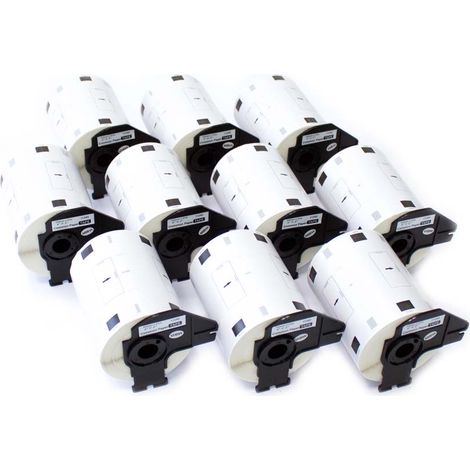 vhbw 10x Label Roll with Holder 102mm x 51mm (600 Label) compatible with Brother PT QL650TD, QL-700, QL-710 Label Maker