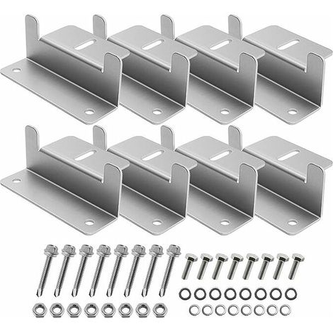 Lot de 2 supports de fixation à 2 trous pour panneau solaire de type Z avec accessoires de montage en alliage d'aluminium pour camping-car, caravanes, yachts, abris de jardin, toit (1/5)