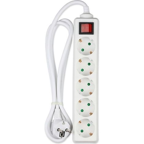 V-TAC VT-1115 Multipresa ciabatta 5 posti EU standard 16A cavo 1,5mt interruttore luminoso - sku 8766