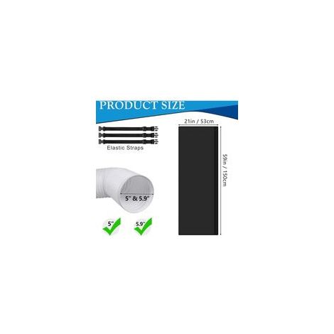 150cm Black Insulating Hose for Portable Air Conditioning, Effective Thermal Insulation, Easy Installation with 3 Adjustable Straps (1/5)