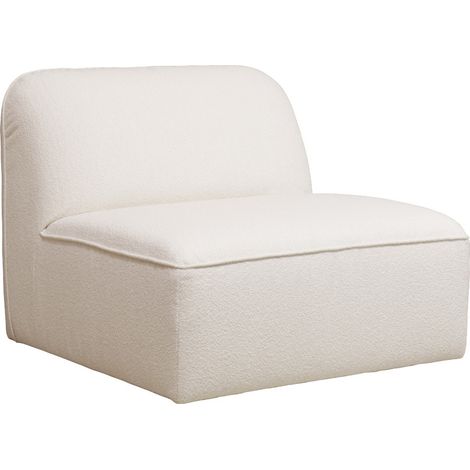 Chauffeuse pour canapé modulable en tissu bouclette - Blanc ivoire - NOOR (1/5)