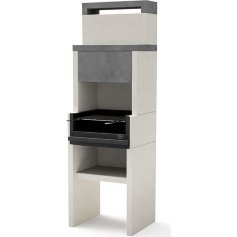 TUOZI - Barbecue fixe pour bois et charbon modèle VENIT FLEX HOTTE (Gris/Blanc - 59 x 47 x 185 cm) REF: 4411 - Résistant et moderne extérieur (1/5)