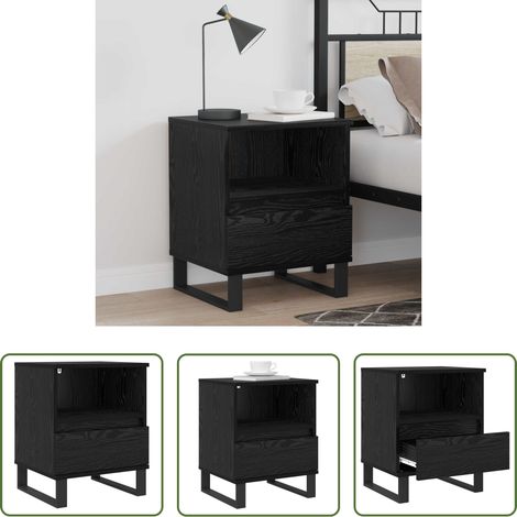 Nachttisch -  Bettschrank Schwarz Eichen-Optik 40 x 35 x 50 cm Holzwerkstoff (1/5)