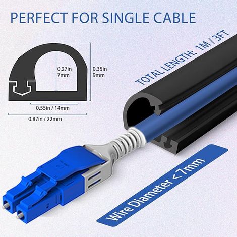 Self Adhesive Silicone Cable Duct with Clip Closure, Half Round Cable Cover for Wall and Floor, Flexible for Hiding TV Wires, Office and Outdoor