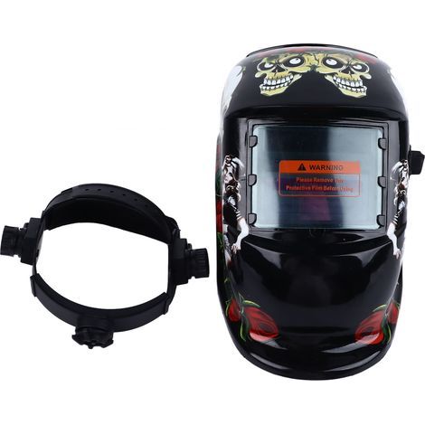 Auto-darkening welding helmet, wide view, solar powered, for argon arc welders, adjustable darkness (1/5)