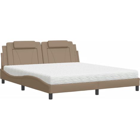 vidaXL Letto Viana con Materasso Cappuccino 180x200cm Similpelle (1/5)