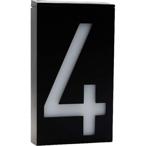 Insegna luminosa a LED ad energia solare per casa, hotel, porta, targa con indirizzo, targa numerica, lampada da esterno (numero 4)