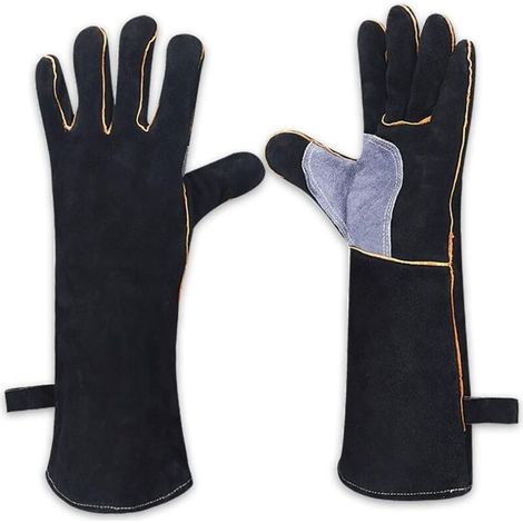 Gants de Soudage Robustes, Résistants à la Chaleur et au Feu, Coutures Kevlar, pour Cheminée, Four, Jardinage (1/5)