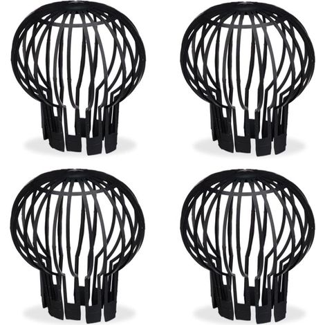 Filtre gouttière, lot Pratique de 4, Plastique, crépine, Protection, écoulement de l’Eau, Ø 12 cm, Noir
