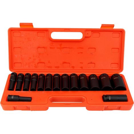 Jeffergarden Ensemble de 15 -DOUilles à impact profondes de 1/2 pouce (10-32 mm) pour atelier de garage-DOU