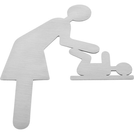 Signalétique murale pour espace de change bébé en acier inoxydable brossé, panneau pour toilettes dans établissements publics, destiné aux mères et bébés (1/5)