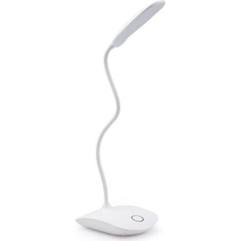 Lampe de Bureau LED avec col de cygne flexible à 3 niveaux de luminosité, fonctionne à piles, Contrôle Tactile Protection des Yeux 5 W,Lampe de chevet pour dortoir, bureau, chambre à coucher,blanc