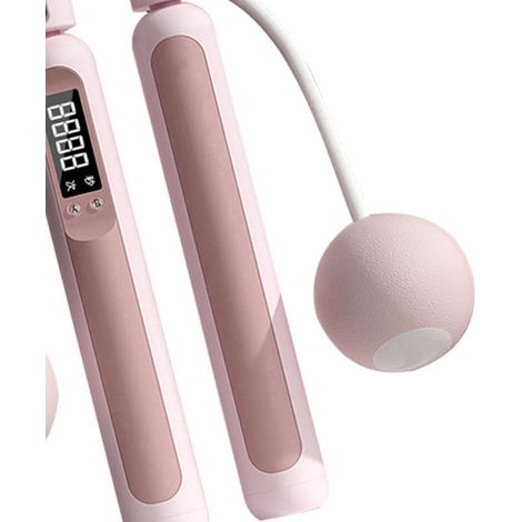 Corde à sauter lestée intelligente rechargeable sans fil avec compteur, idéale pour l'entraînement physique en intérieur et en extérieur (rose). (1/5)