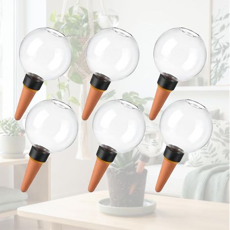 6 Pièces Boules d'arrosage, Système automatique, Argile et PP, 500 ml, Transparent, Intérieur et Extérieur