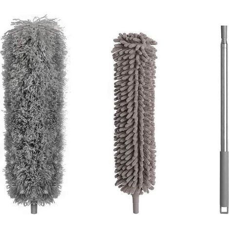 Brosse à épousseter en microfibre, plumeau télescopique en chenille amovible avec rallonge de tête pliable -Outil De (1/3)