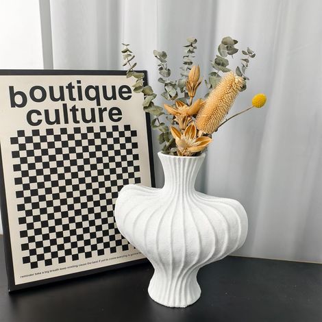 Vaso fiori Decorativo da interno in Resina Bianco Moderno Centrotavola