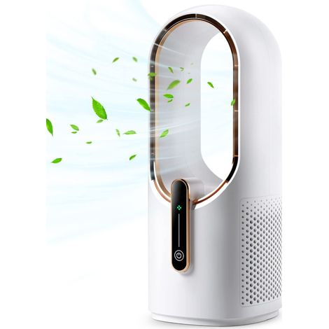 Ventilateur de bureau sans pales, 30 cm (11,8 pouces), petit, silencieux, 3 vitesses, commandes tactiles, Chargement USB