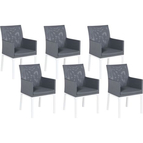 Gartenstuhl 6er Set BACOLI Stoff Dunkelgrau