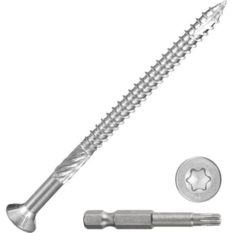 50 pièces Vis pour terrasse 10x3" Acier inox 410 Argenté (1/5)