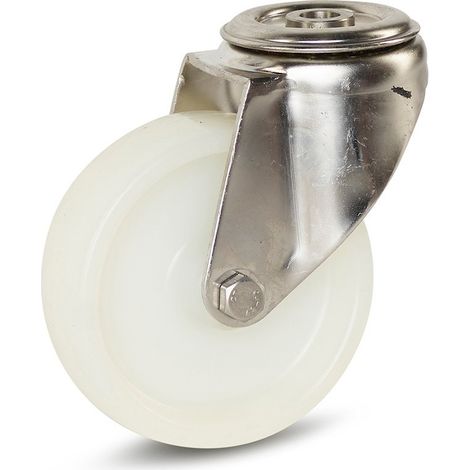 Roue pivotante nylon inox - MESO - Trou central - 100 mm - 180 kg (1/2)