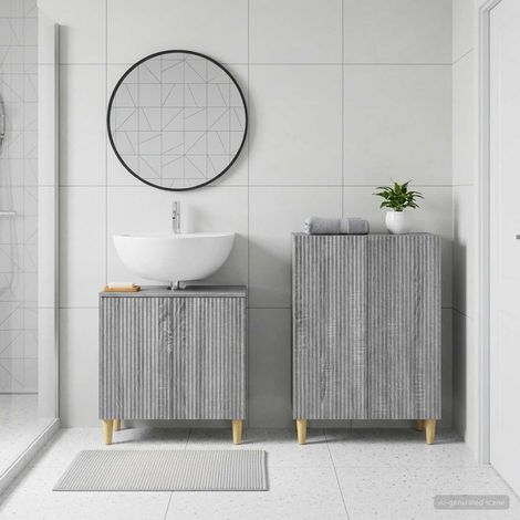 vidaXL 2 Piece Bathroom Cabinet Set ARNHEM Grey Sonoma Engineered Wood (1/5)