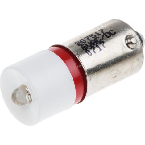 Voyant à LED Rouge, culot BA9S, 6V c.a. / V c.c. ( Prix pour 1 )