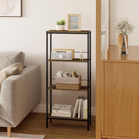 WOLTU Industrial Storage Shelf Bookcase Closet Floor Standing Shelf Rustic Brown+Black (1/5)