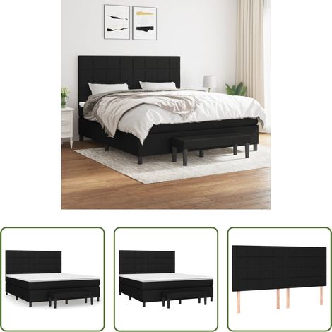Matratze - Boxspringbett mit Matratze Schwarz 160x200 cm Stoff (1/5)