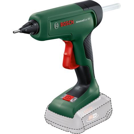 Bosch Akku Klebepistole AdvancedGlue 18V (ohne Akku, 18V System, 4x Klebestifte, Dual-Temp-Modus 130°C - 200°C)
