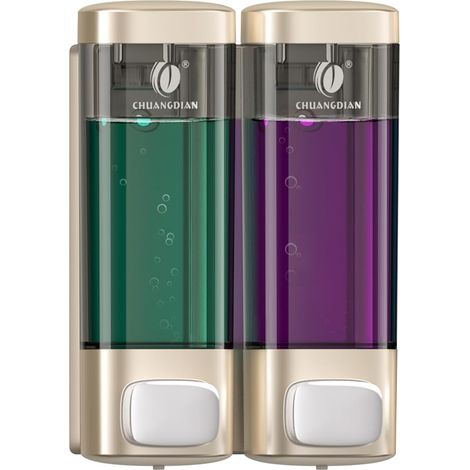 Simple/Double/Triple 320ML Distributeur de Savon Liquide Mural Salle De Bains Douche Gel Shampooing Lotion Livraison Conteneur Bouteille Transparent'Or 320ML2'Or'320ML2
