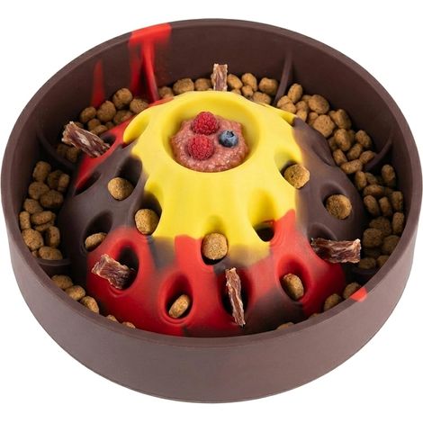 Silicone Anti-Glutton Dog Bowl - 3D Volcanic Design Slow Absorption of Small Dog Food (1/5)