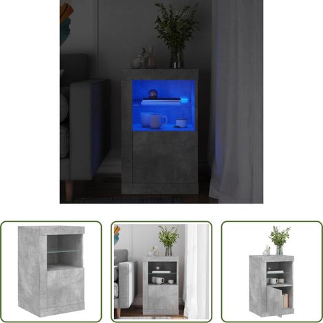 Éclairage LED - Armoire latérale avec lumières LED gris béton bois d'ingénierie (1/5)