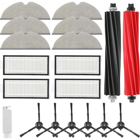 19 Stück Zubehör für Q5 Pro/Q5 Pro+/Q8 Max+/Q8 Max Staubsauger,2 Hauptbürsten,4 HEPA-Filter,6 Wischtücher,6 Seitenbürsten 1 Bürste Ersatzteilset (1/5)