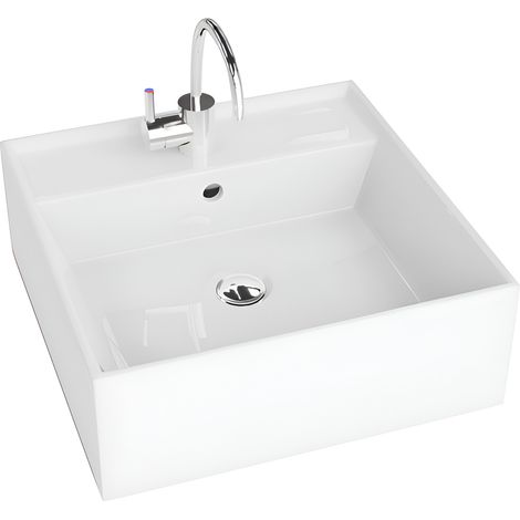 Vasque à poser LAVITA Vasque à poser élégante et compacte  Produit en porcelaine de haute qualité rectangulaire 41x41x15 cm  Blanc brillant
