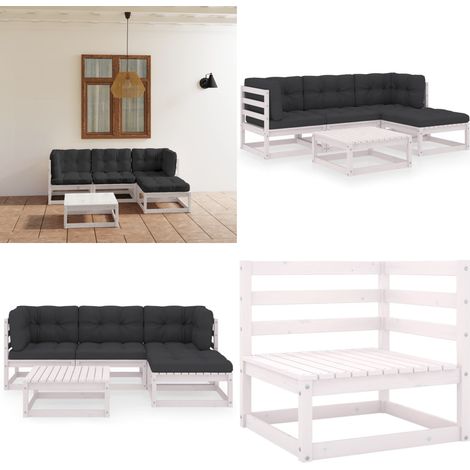 5-tlg. Garten-Lounge-Set mit Kissen Kiefer Massivholz - Garten Lounge Set - Kiefernholzmöbel - Outdoor Möbel - Gartenmöbel - Loungemöbel - Home & Living