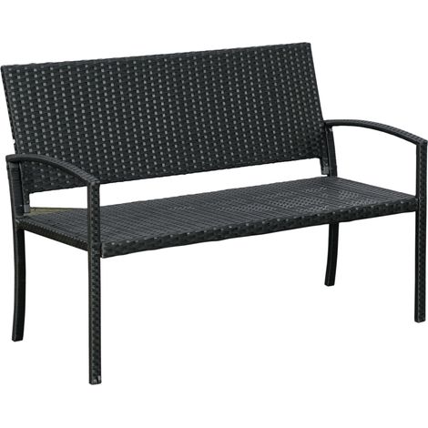 Panca da giardino 2 posti in polyrattan con struttura in acciaio nera 122x60x85 cm MODENUIT (1/5)